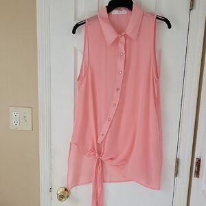 Potter's Pot Sheer Button-Down Sleeveless Blouse/Tunic